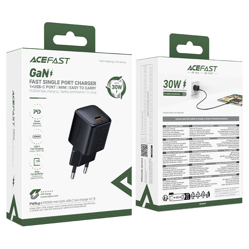 AceFast Fast Wall Charge A118 PD30W GaN Lightning Cable